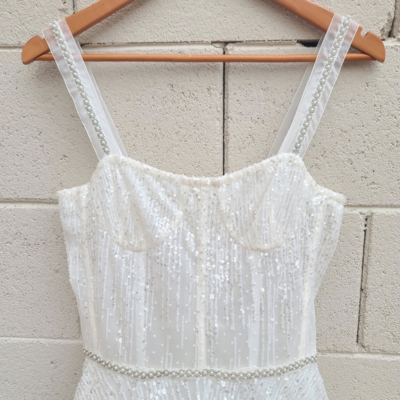 Bronx and Banco | Mademoiselle Bridal Sequin Sparkle Midi Dress Size Medium - Picture 4 of 16